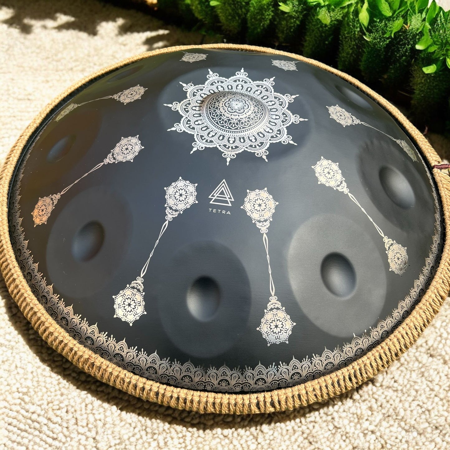 Handpan - Black Mandela - 10 notes Handpan D Kurd 440/432 Hz 22' Stainless Steel Thick MANDALA Gift Hand-Tuned Drum