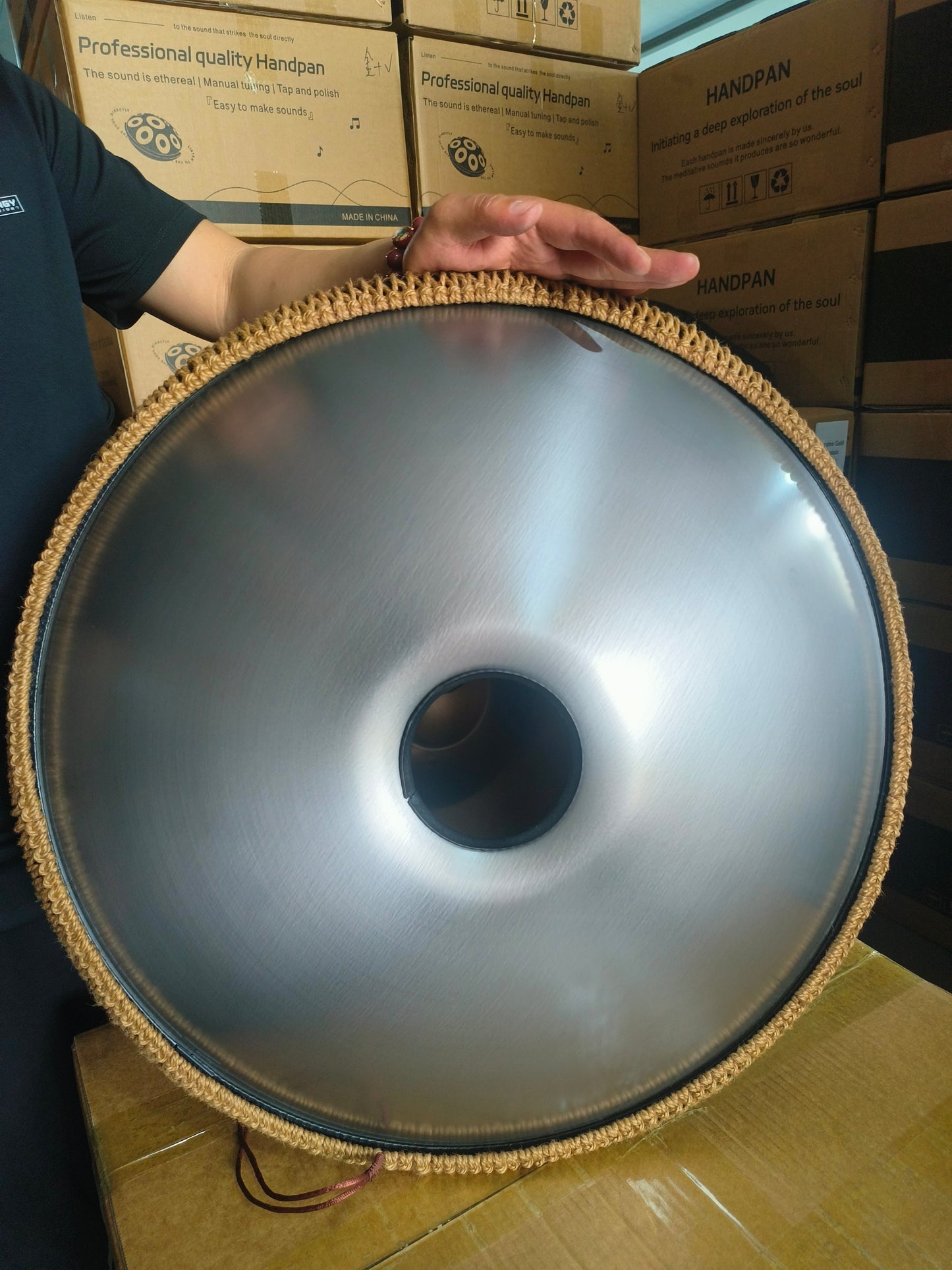 Handpan Drum 12 Notes | SILVER ENGRAVED Steel Tongue Drum | 440Hz Stainless | D Kurd