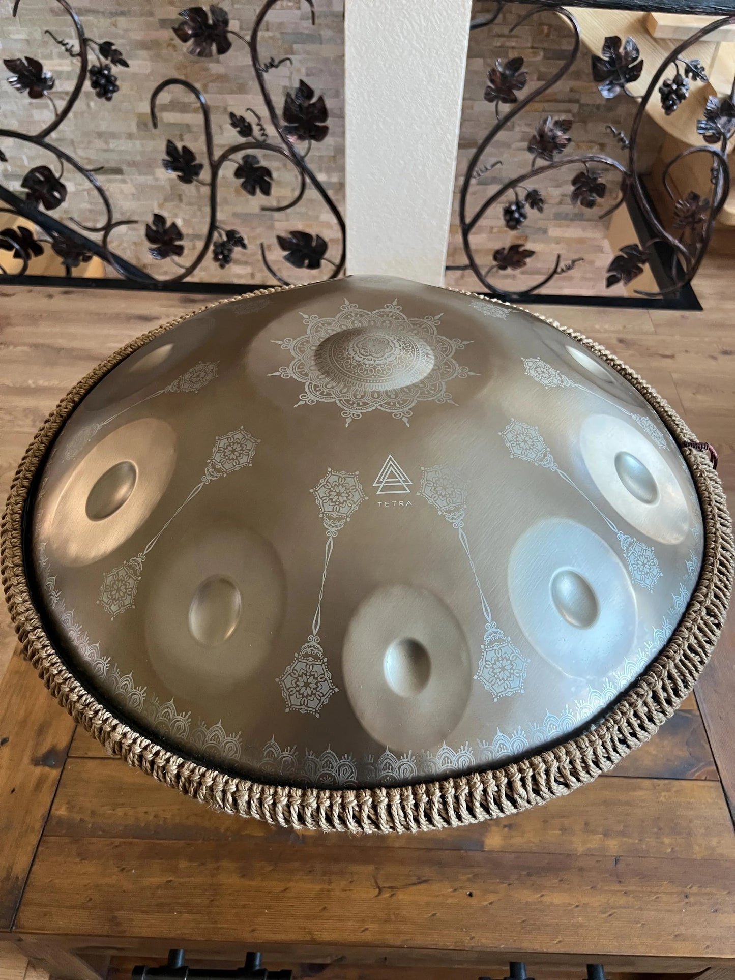 GOLD Mandala HANDPAN 10-Note D Kurd Handpan – Stainless Steel – 22" (55 cm) | Hand-Tuned for Perfect Harmony 440hz