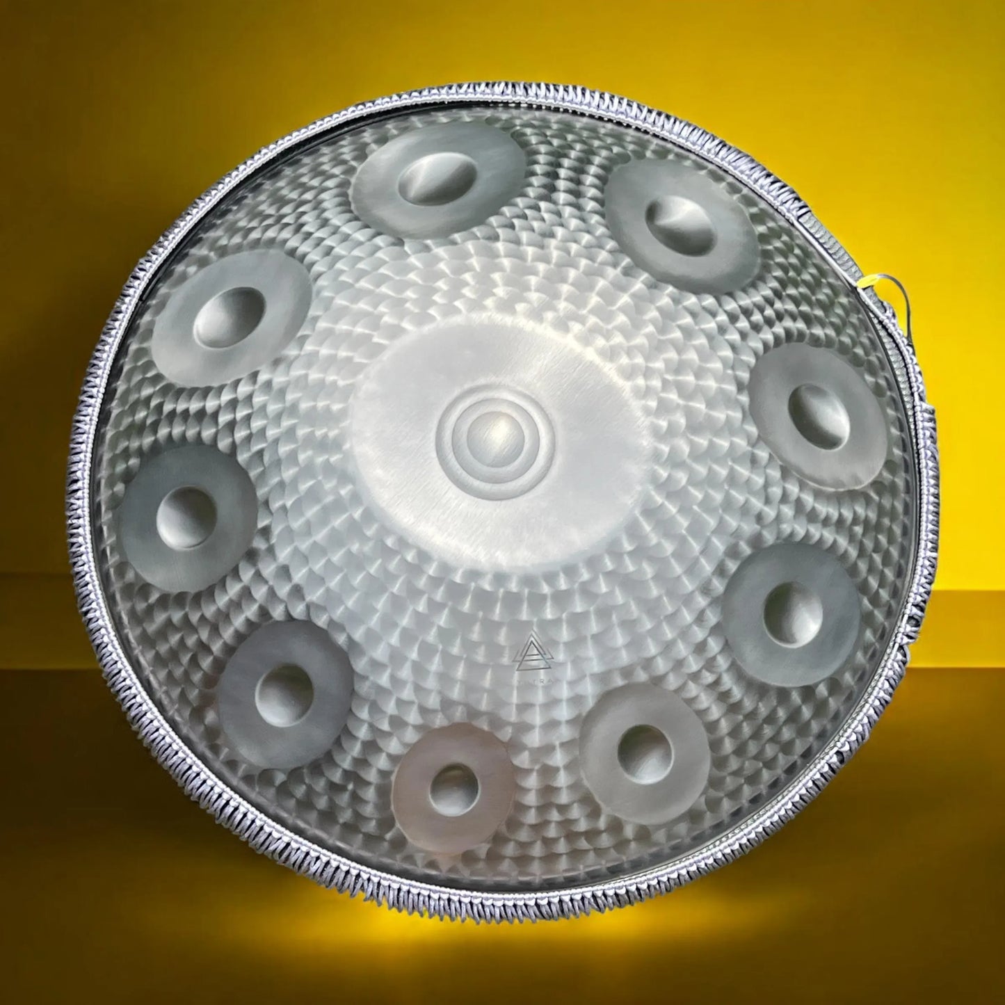 Handpan Drum 12 Notes | SILVER ENGRAVED Steel Tongue Drum | 440Hz Stainless | D Kurd