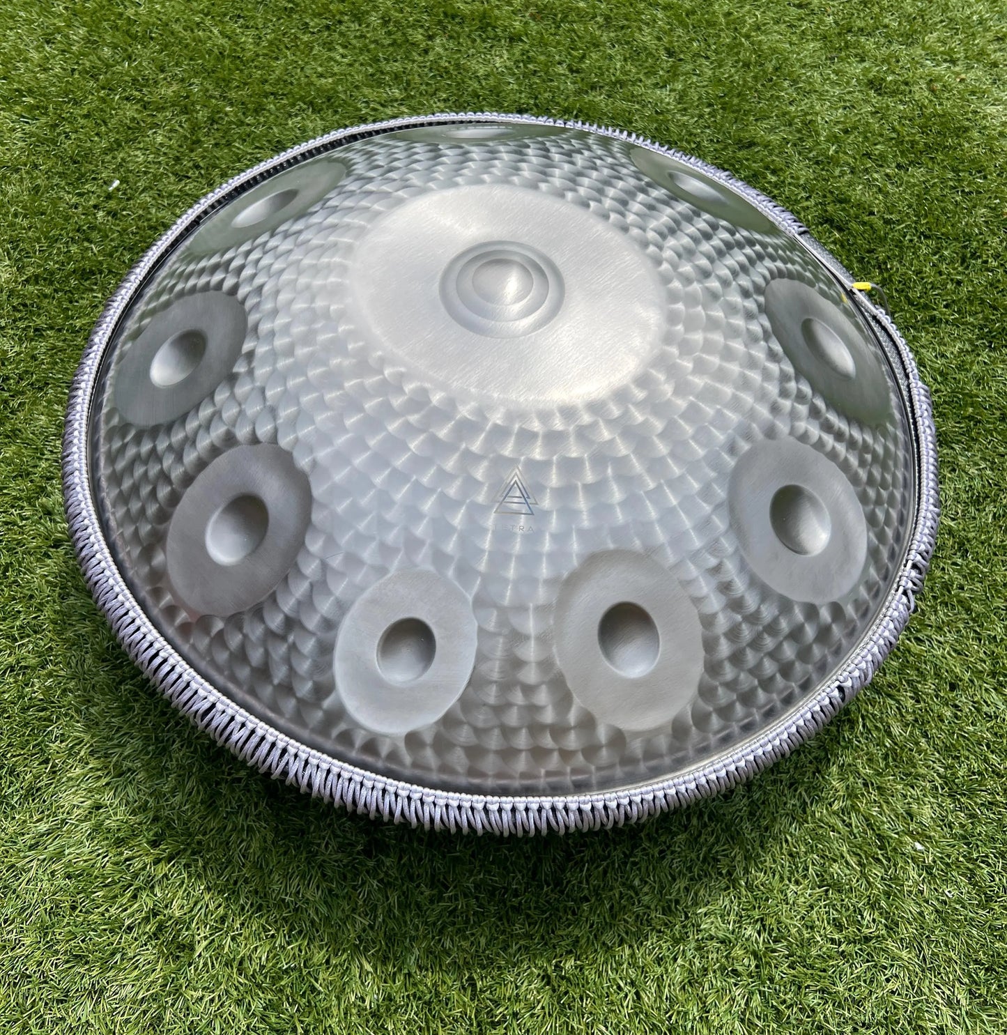 Handpan Drum 12 Notes | SILVER ENGRAVED Steel Tongue Drum | 440Hz Stainless | D Kurd