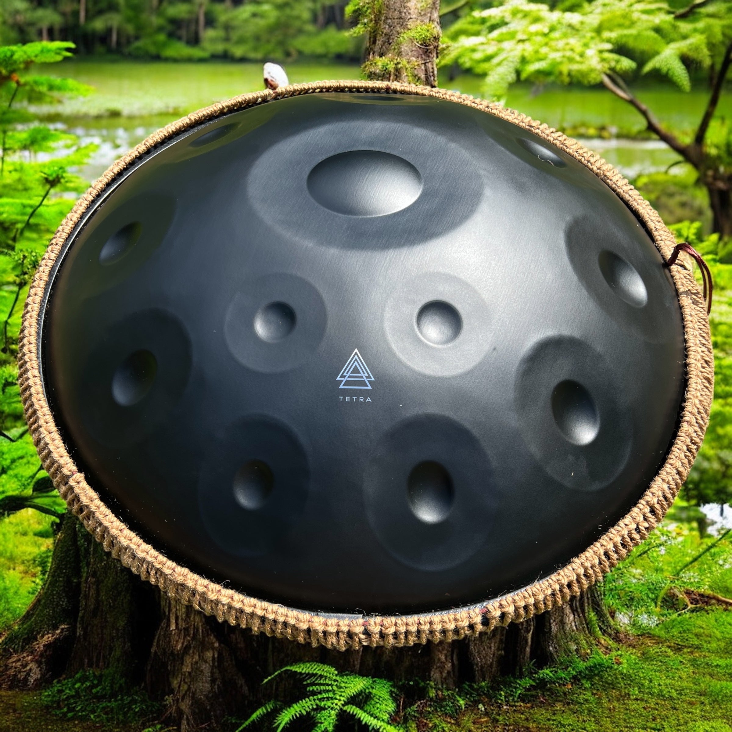 Tetra Handpan | D Kurd | 12 Notes | Stainless Steel | Black Matt | 432 Hz