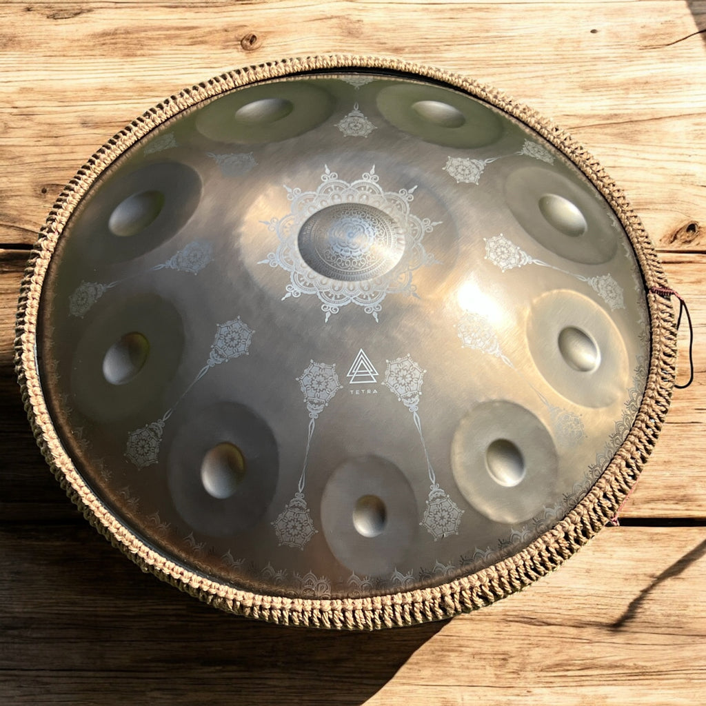 Tetra Handpan | D Kurd | 10 Notes | Gold Mandala| 440 Hz