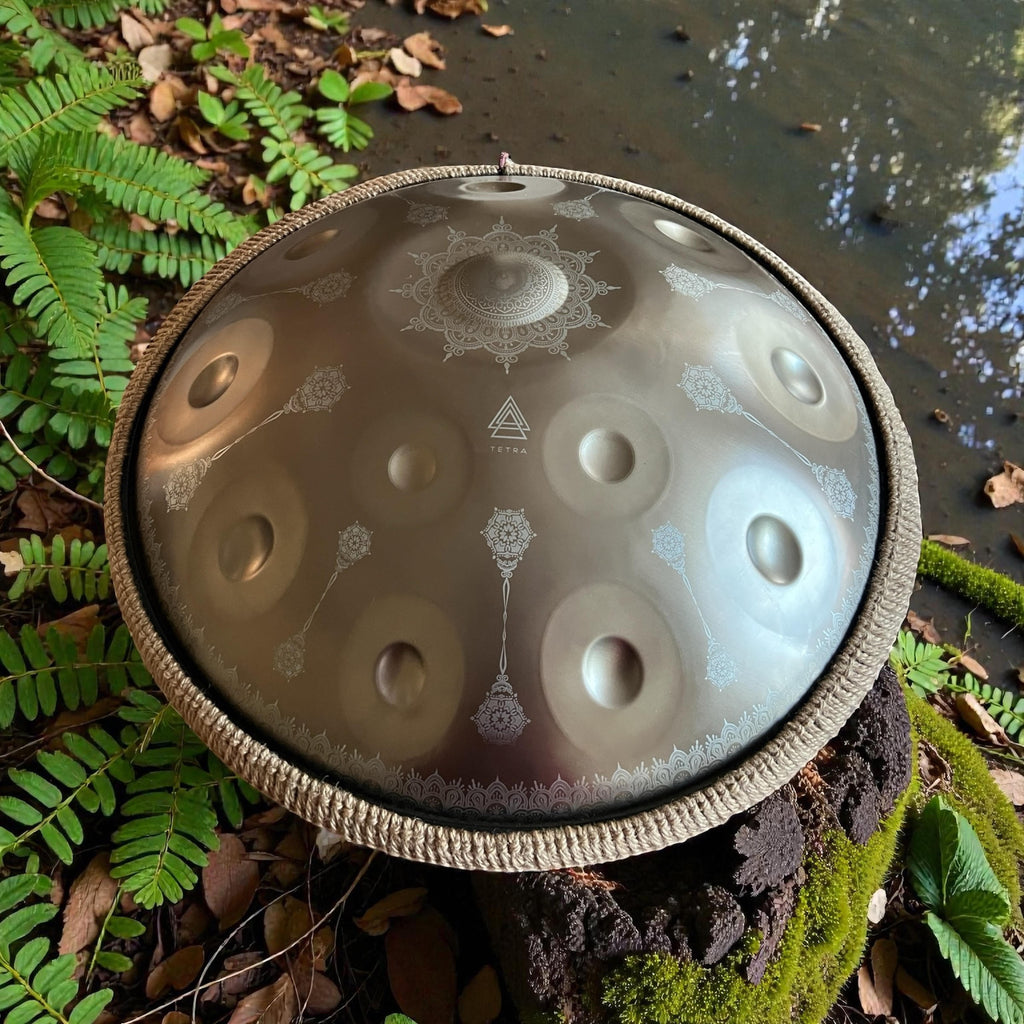 Tetra Handpan | D Kurd | 12 Notes | Gold Mandala| 432 Hz