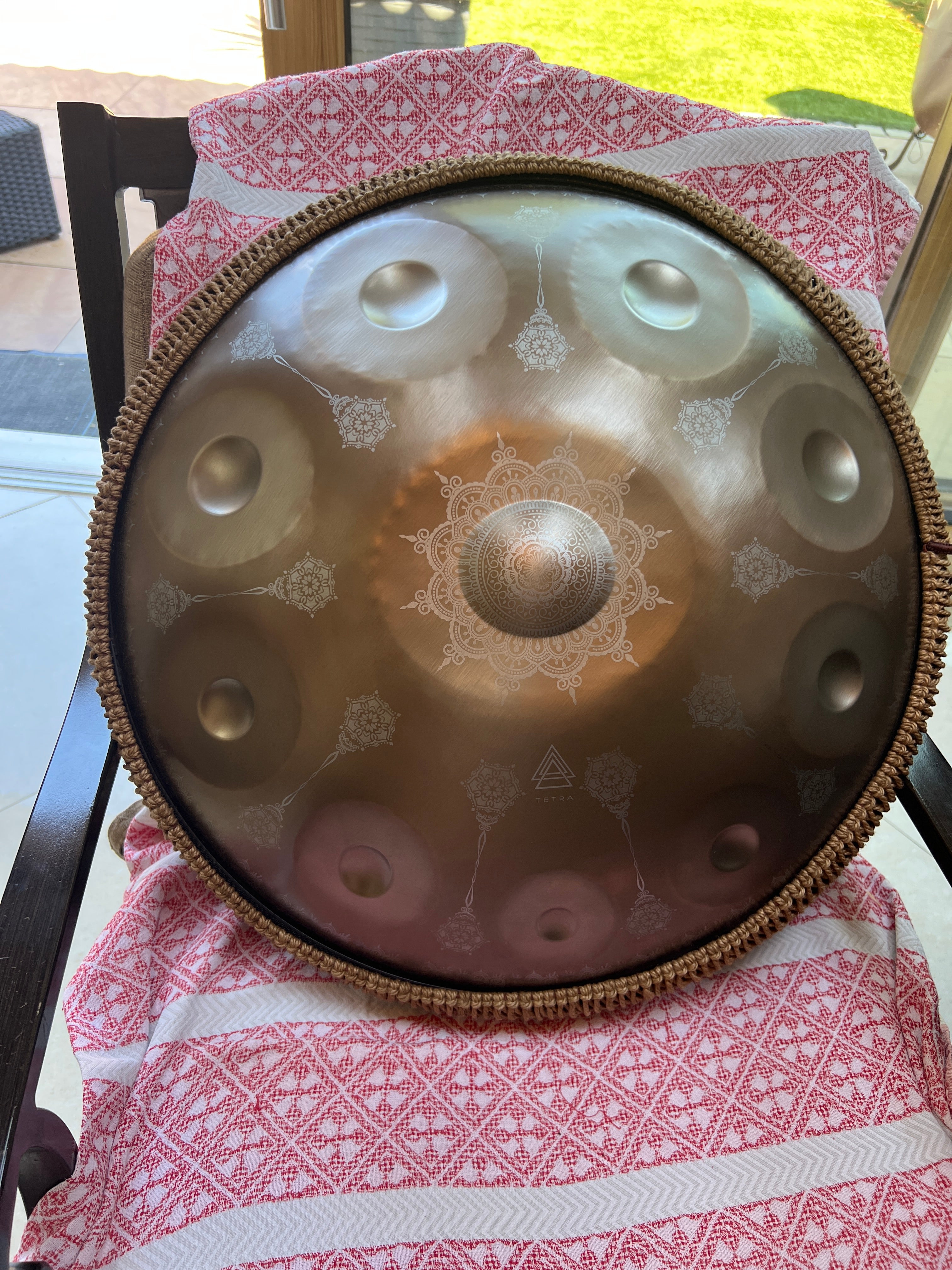 Tetra Handpan | D Kurd | 10 Notes | Gold Mandala| 440 Hz