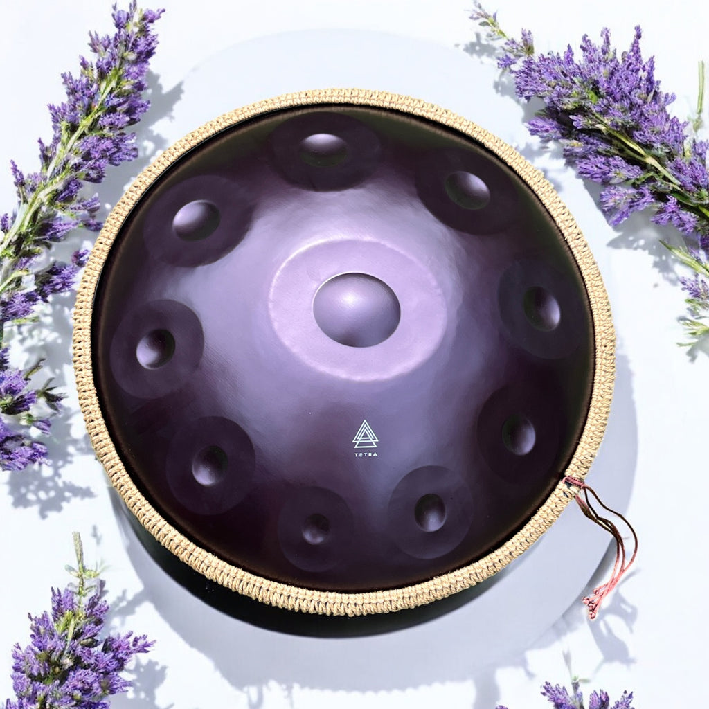 Tetra Handpan | D Kurd | 10 Notes | Stainless Steel | Purple | 432 Hz