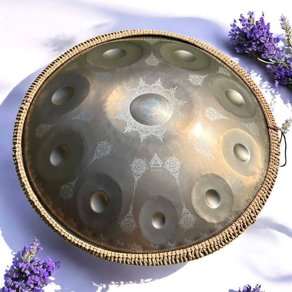 Tetra Handpan | D Kurd | 10 Notes | Gold Mandala| 440 Hz