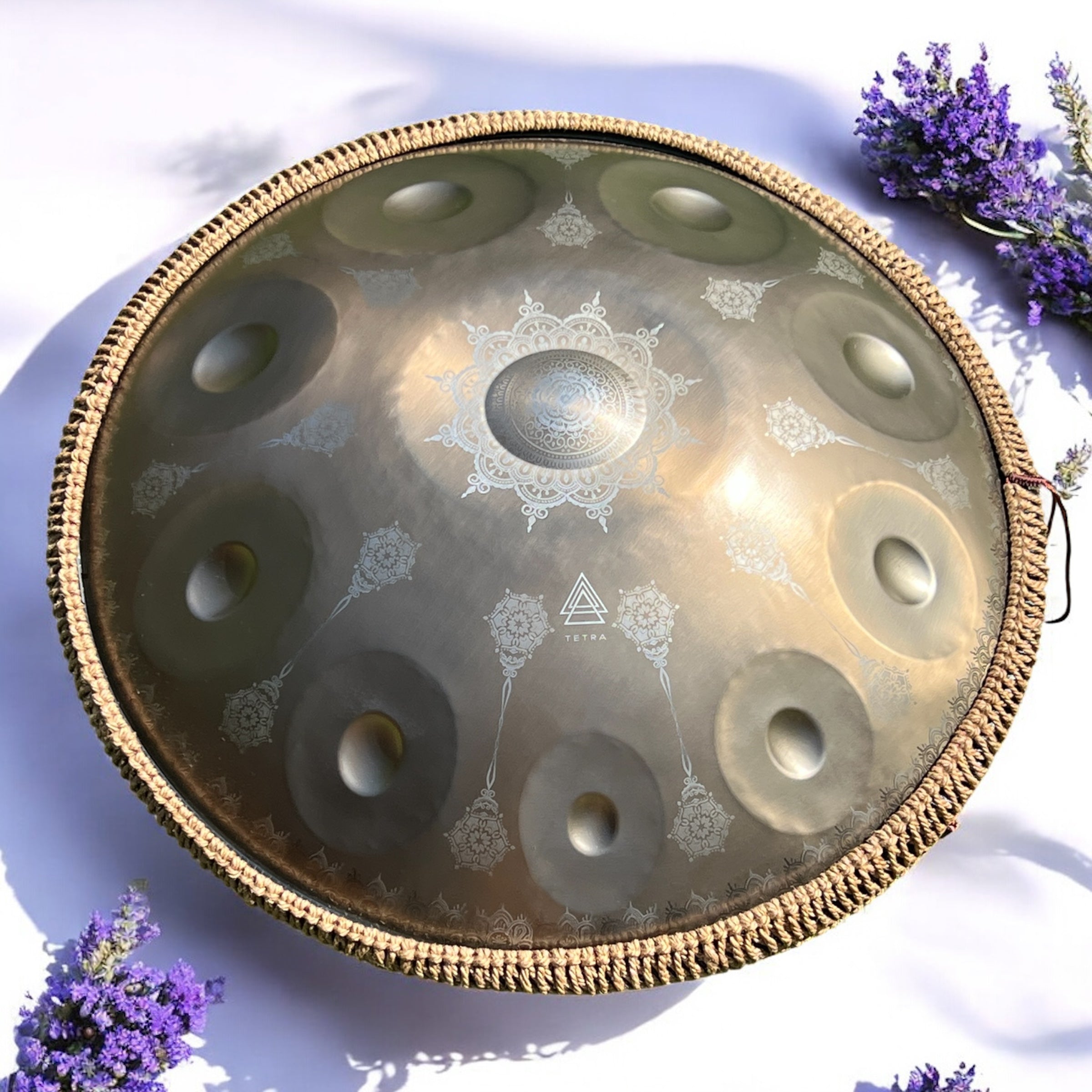 Tetra Handpan | D Kurd | 10 Notes | Gold Mandala| 440 Hz